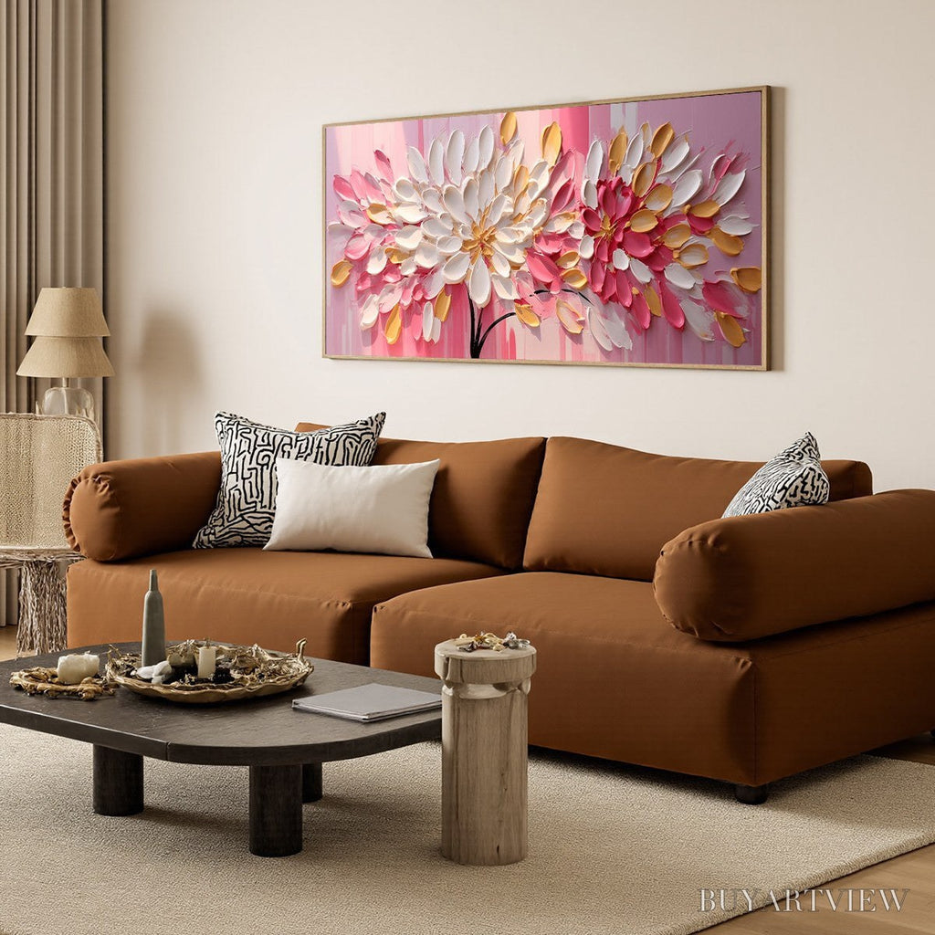 ARTOVITAS Blushing Blooms – Textured Impasto Floral Oil Painting - image 6