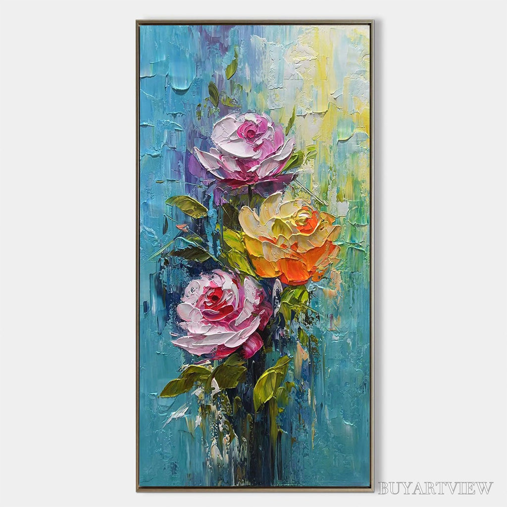 ARTOVITAS Chroma Roses – Colorful Roses Floral Impasto Oil Painting - image 1
