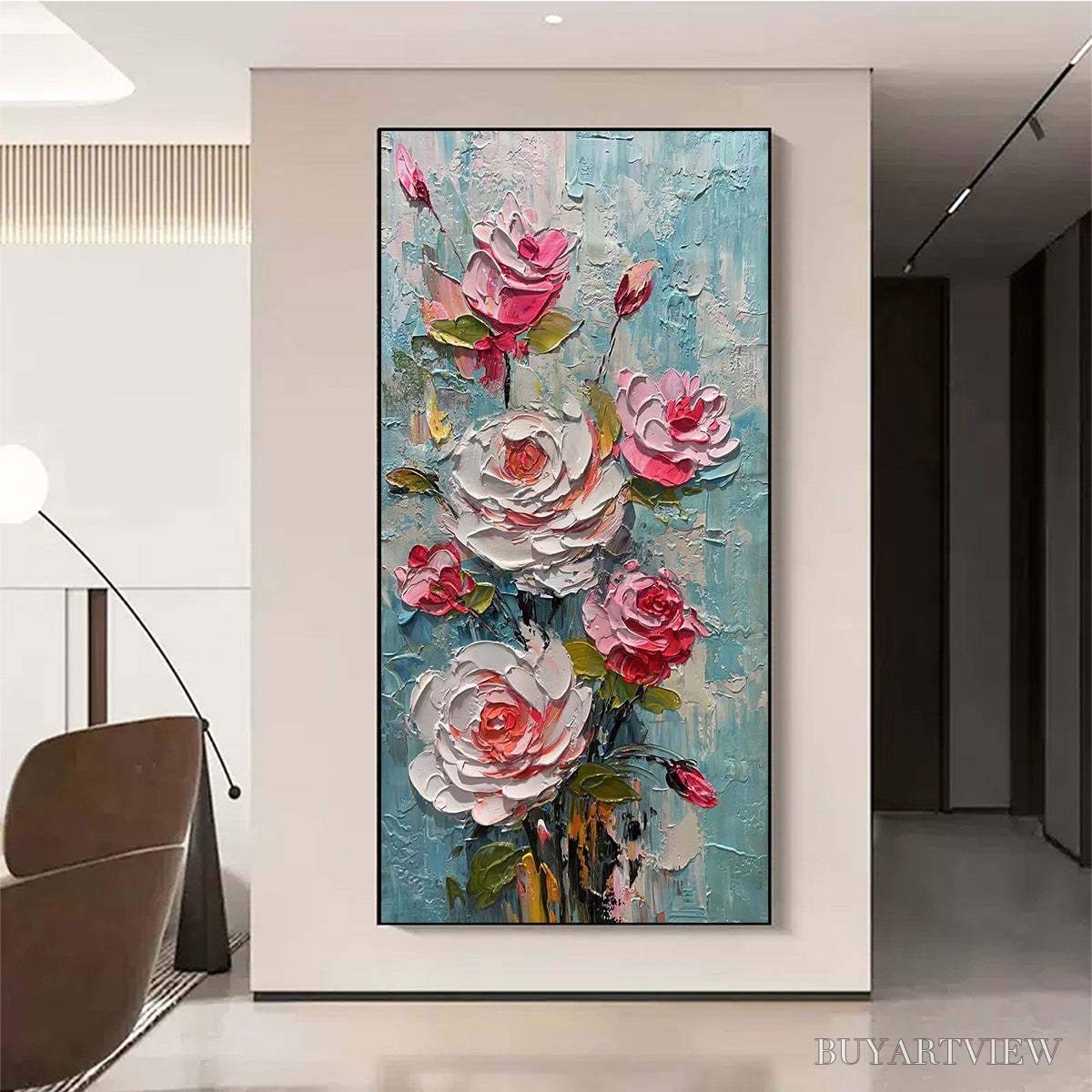 ARTOVITAS Blushing Bouquet – Textured Floral Impasto Oil Painting - image 2