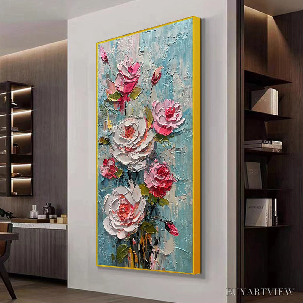 ARTOVITAS Blushing Bouquet – Textured Floral Impasto Oil Painting - image 4