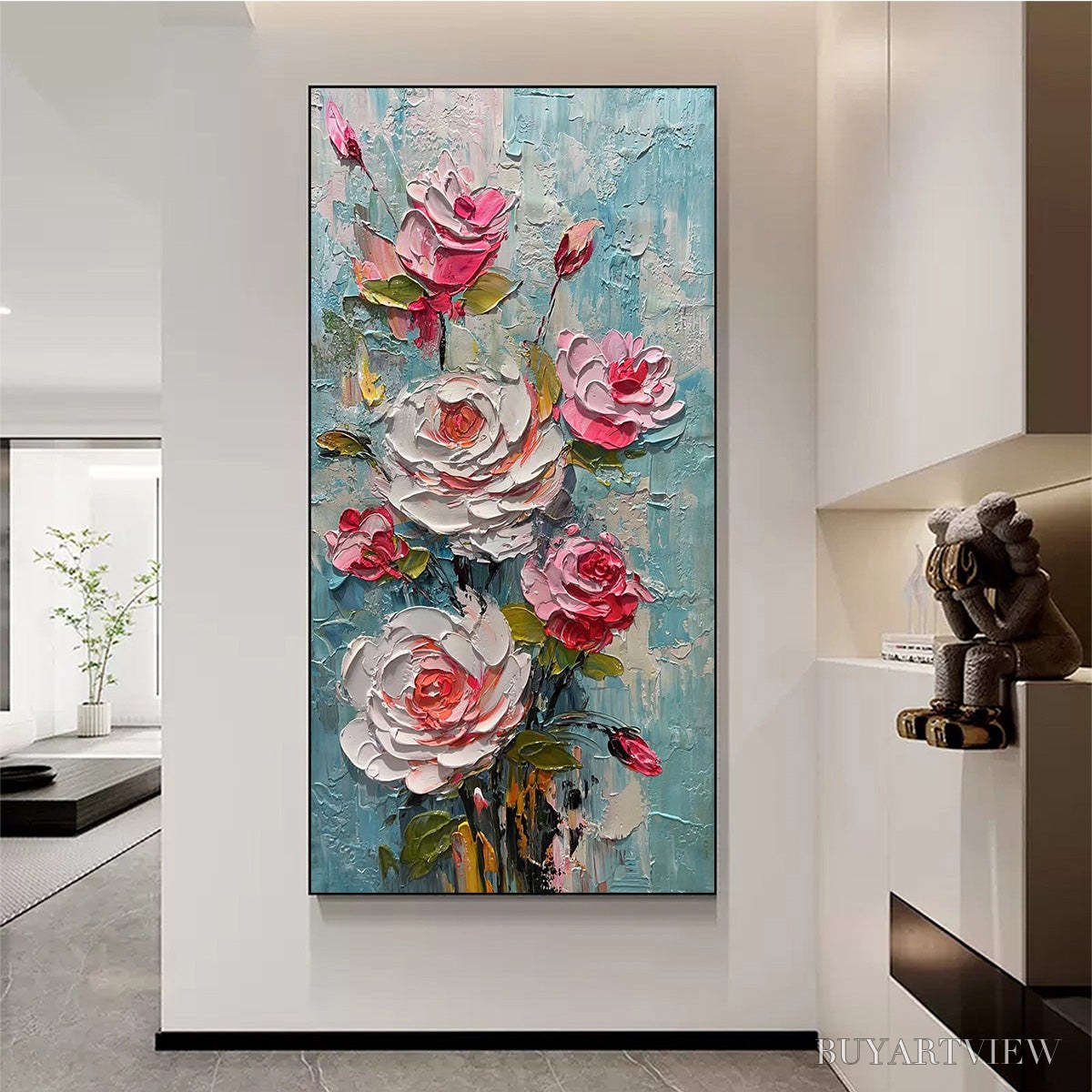 ARTOVITAS Blushing Bouquet – Textured Floral Impasto Oil Painting - image 5