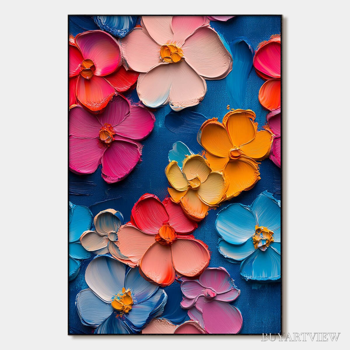 ARTOVITAS Jewel Garden – Colorful Impasto Floral Oil Painting on Canvas - image 1