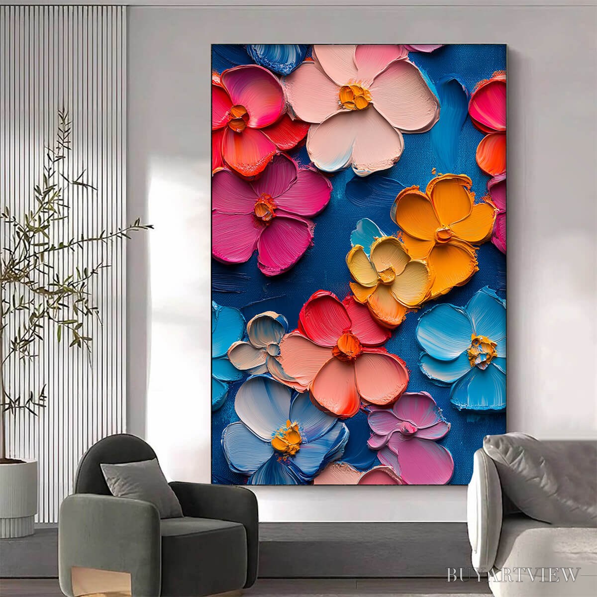 ARTOVITAS Jewel Garden – Colorful Impasto Floral Oil Painting on Canvas - image 2