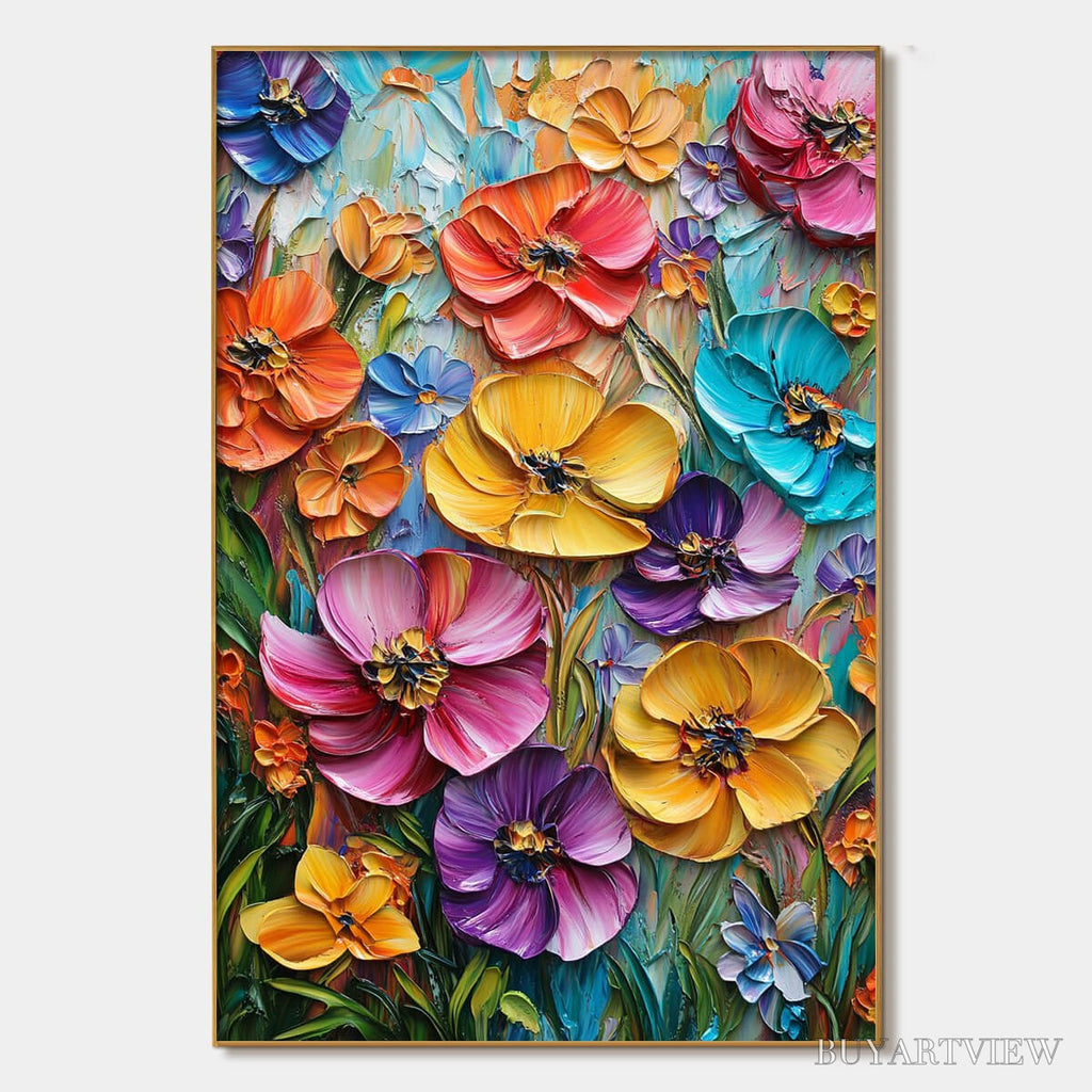 ARTOVITAS Blooming Rhapsody – Colorful Impasto Floral Oil Painting - image 1