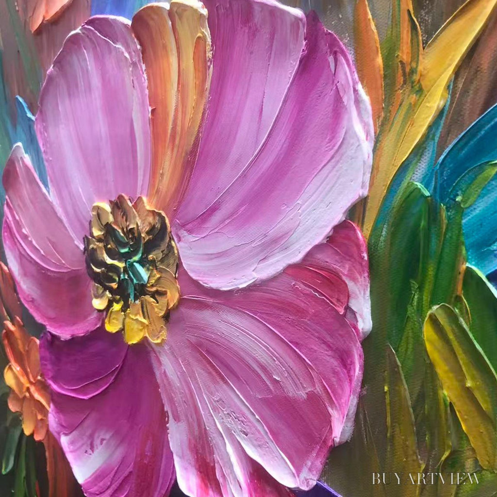 ARTOVITAS Blooming Rhapsody – Colorful Impasto Floral Oil Painting - image 3