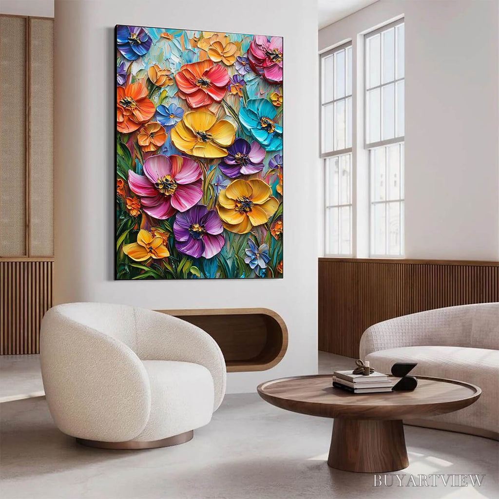 ARTOVITAS Blooming Rhapsody – Colorful Impasto Floral Oil Painting - image 4