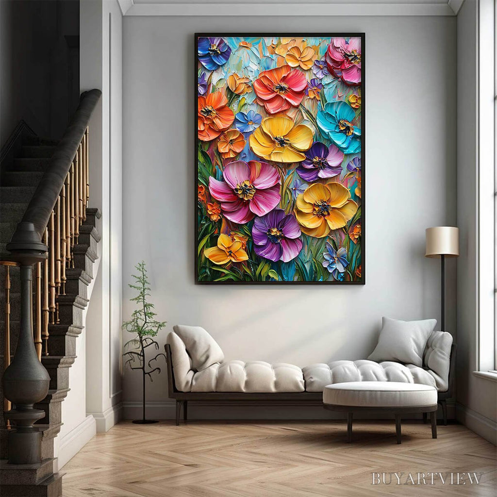 ARTOVITAS Blooming Rhapsody – Colorful Impasto Floral Oil Painting - image 5