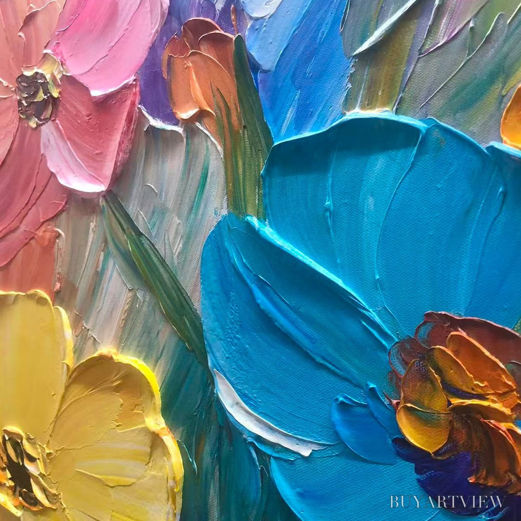 ARTOVITAS Blooming Rhapsody – Colorful Impasto Floral Oil Painting - image 6