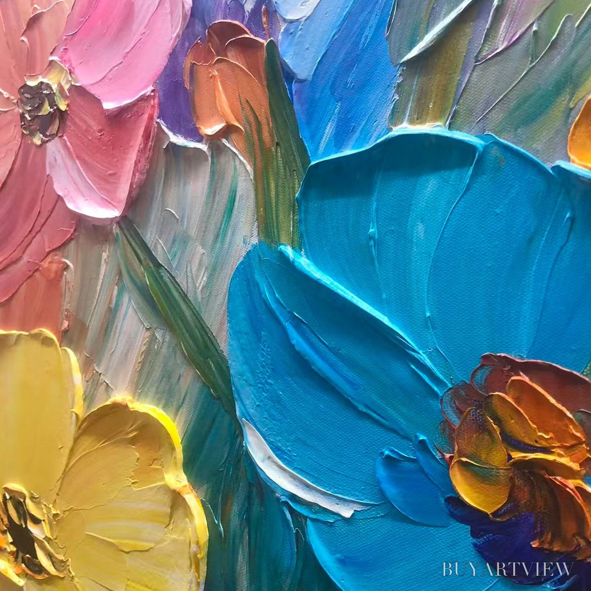 ARTOVITAS Blooming Rhapsody – Colorful Impasto Floral Oil Painting - image 6