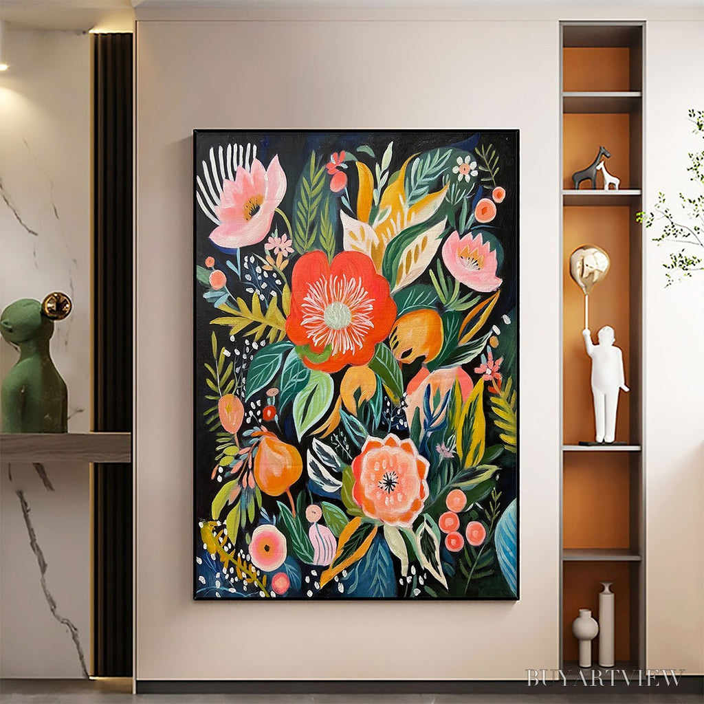 ARTOVITAS Midnight Garden – Vibrant Floral Boho Oil Painting - image 2