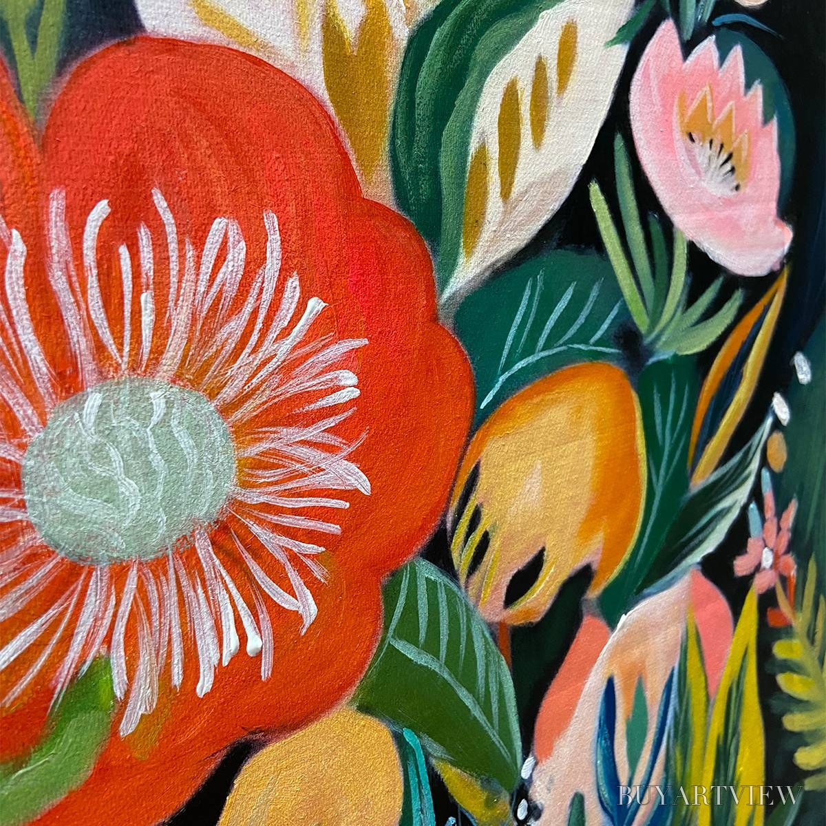 ARTOVITAS Midnight Garden – Vibrant Floral Boho Oil Painting - image 3