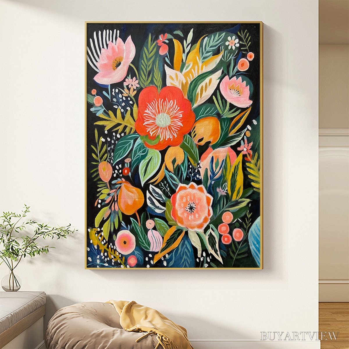 ARTOVITAS Midnight Garden – Vibrant Floral Boho Oil Painting - image 6
