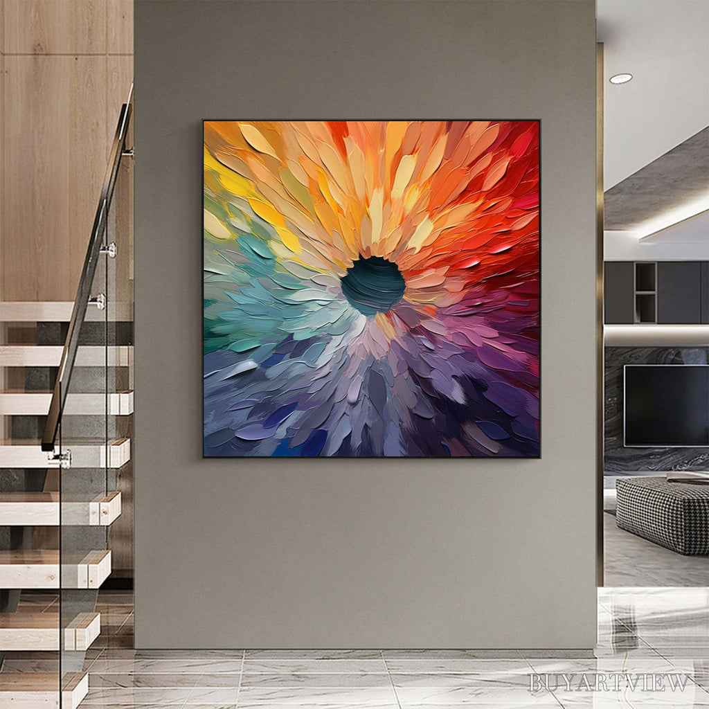 ARTOVITAS Chroma Bloom – Colorful Abstract Impasto Oil Painting - image 2
