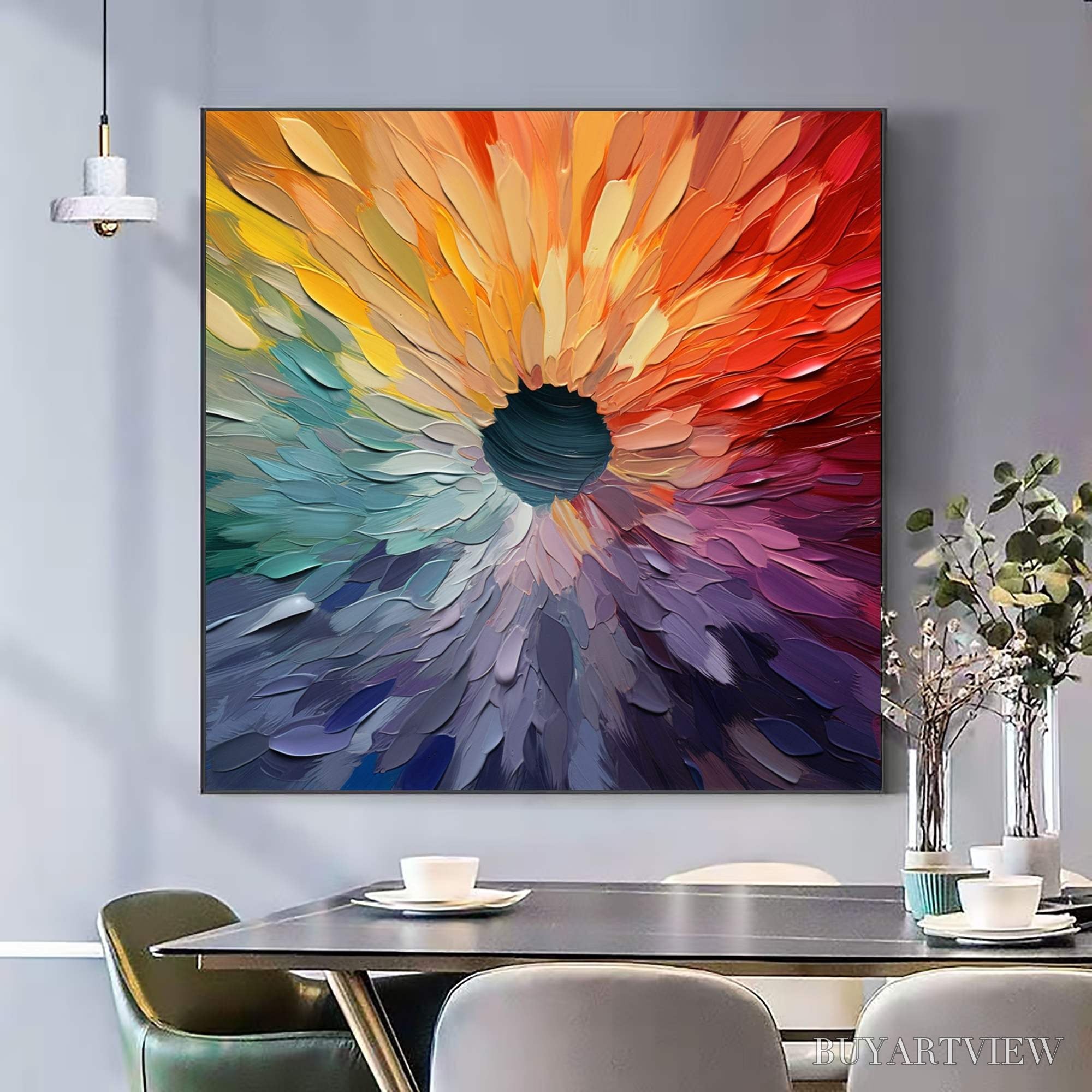 ARTOVITAS Chroma Bloom – Colorful Abstract Impasto Oil Painting - image 4