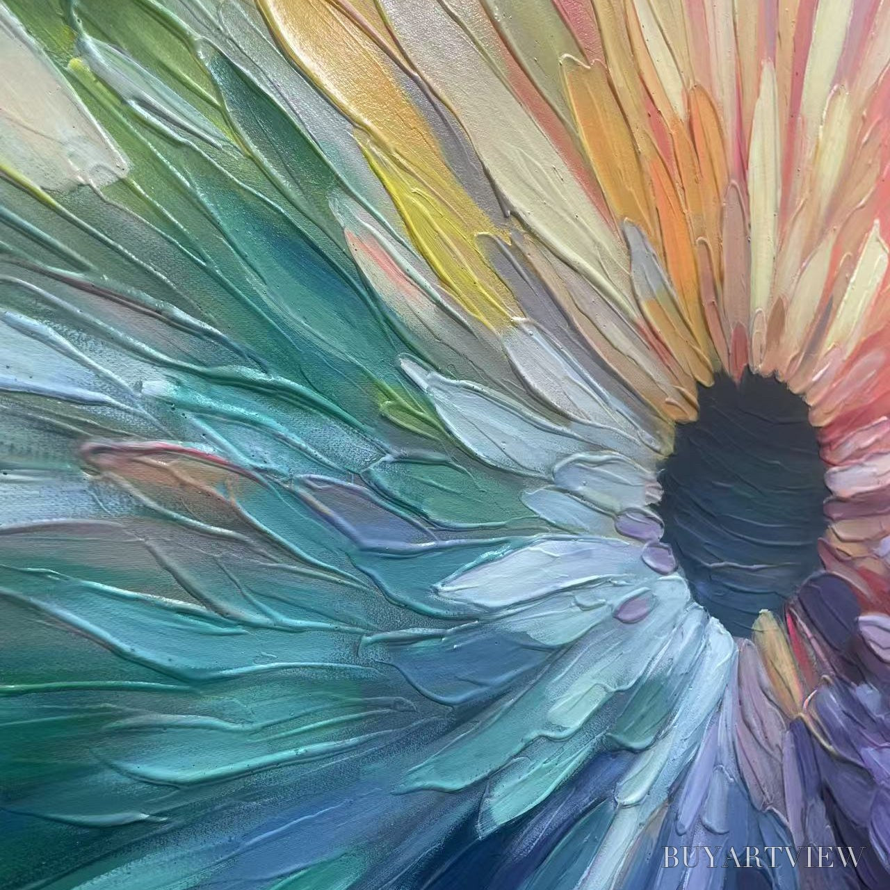 ARTOVITAS Chroma Bloom – Colorful Abstract Impasto Oil Painting - image 5