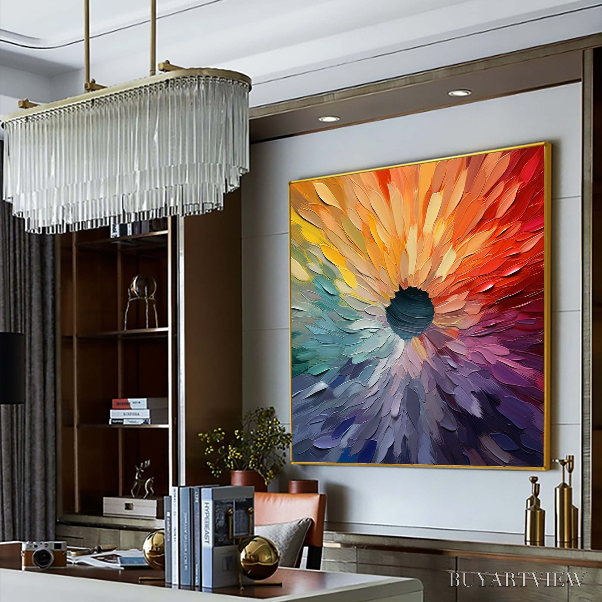 ARTOVITAS Chroma Bloom – Colorful Abstract Impasto Oil Painting - image 6