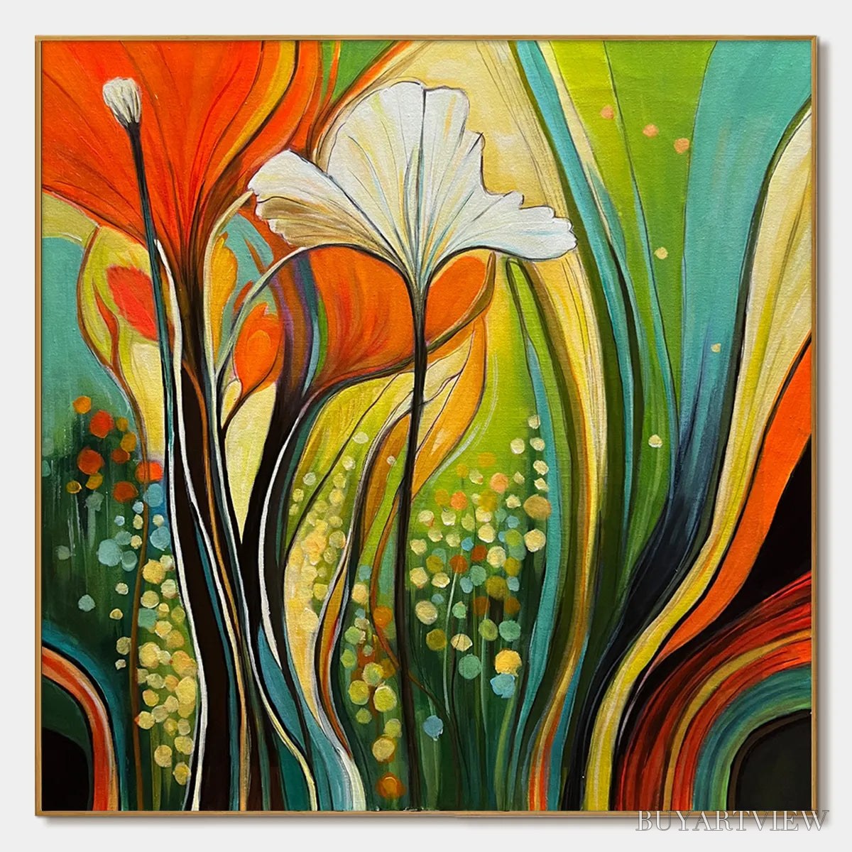 ARTOVITAS Botanical Symphony – Modern Abstract Floral Oil Painting - image 1