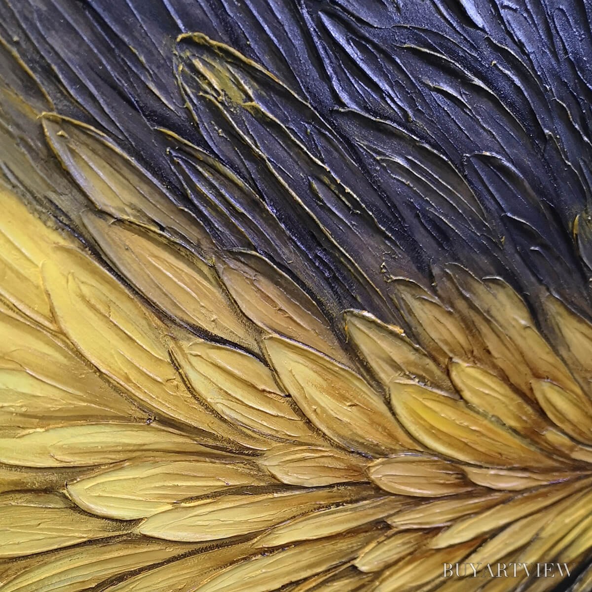 ARTOVITAS Golden Bloom – Textured Abstract Gold Black Oil Painting - image 5