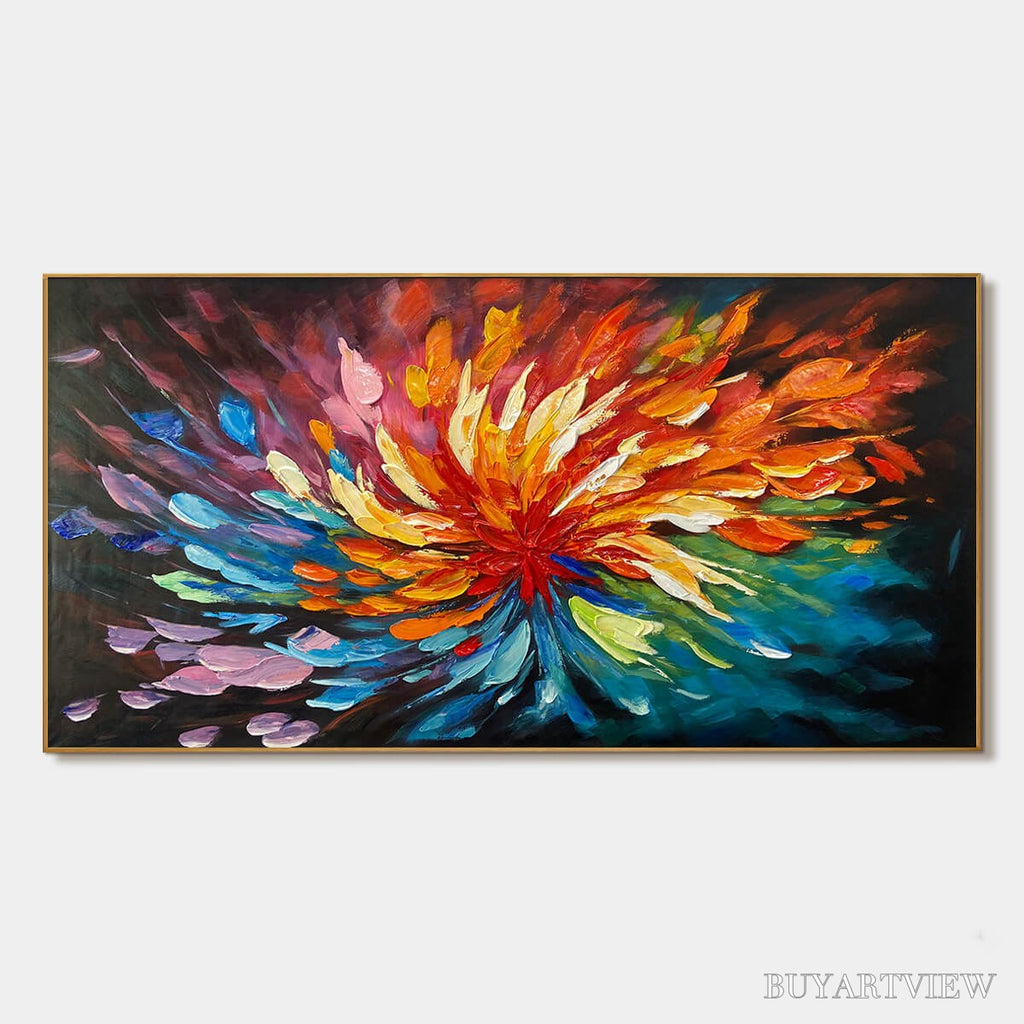 ARTOVITAS Cosmic Bloom – Textured Abstract Oil Painting on Canvas - image 1