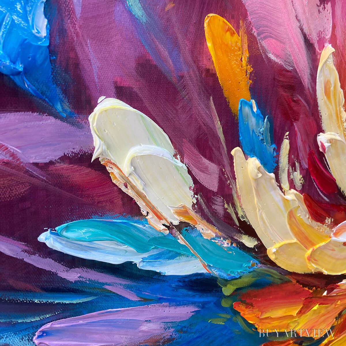ARTOVITAS Cosmic Bloom – Textured Abstract Oil Painting on Canvas - image 5
