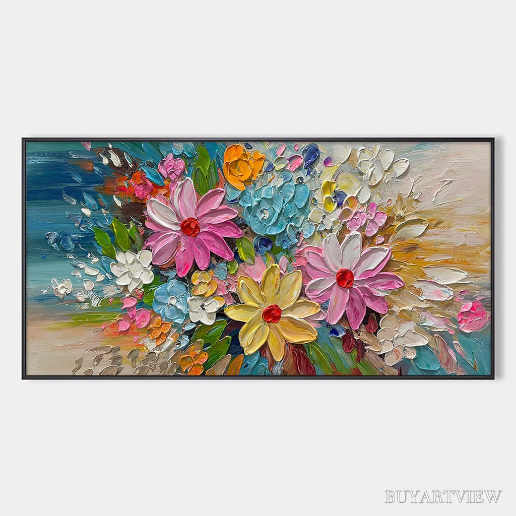 ARTOVITAS Blooming Rhapsody – Colorful Floral Impasto Oil Painting - image 1