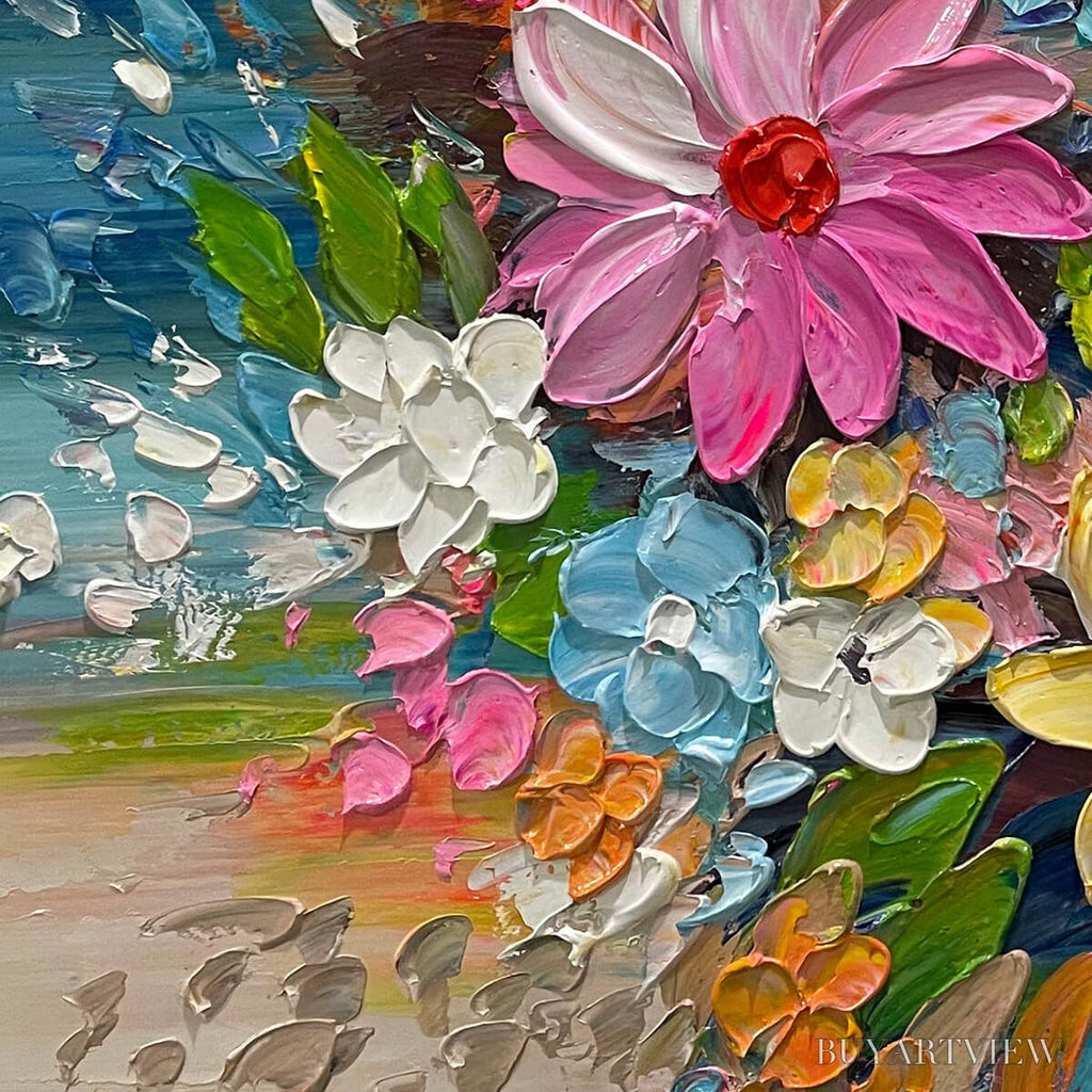 ARTOVITAS Blooming Rhapsody – Colorful Floral Impasto Oil Painting - image 3