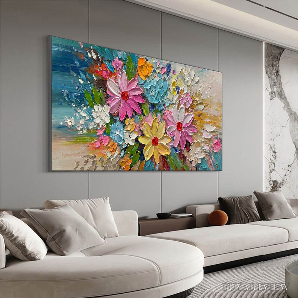 ARTOVITAS Blooming Rhapsody – Colorful Floral Impasto Oil Painting - image 4