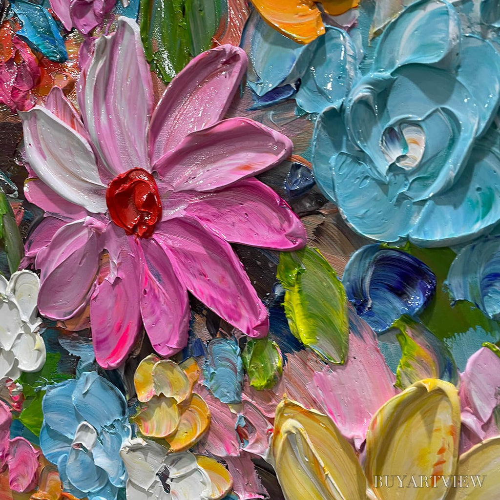 ARTOVITAS Blooming Rhapsody – Colorful Floral Impasto Oil Painting - image 5