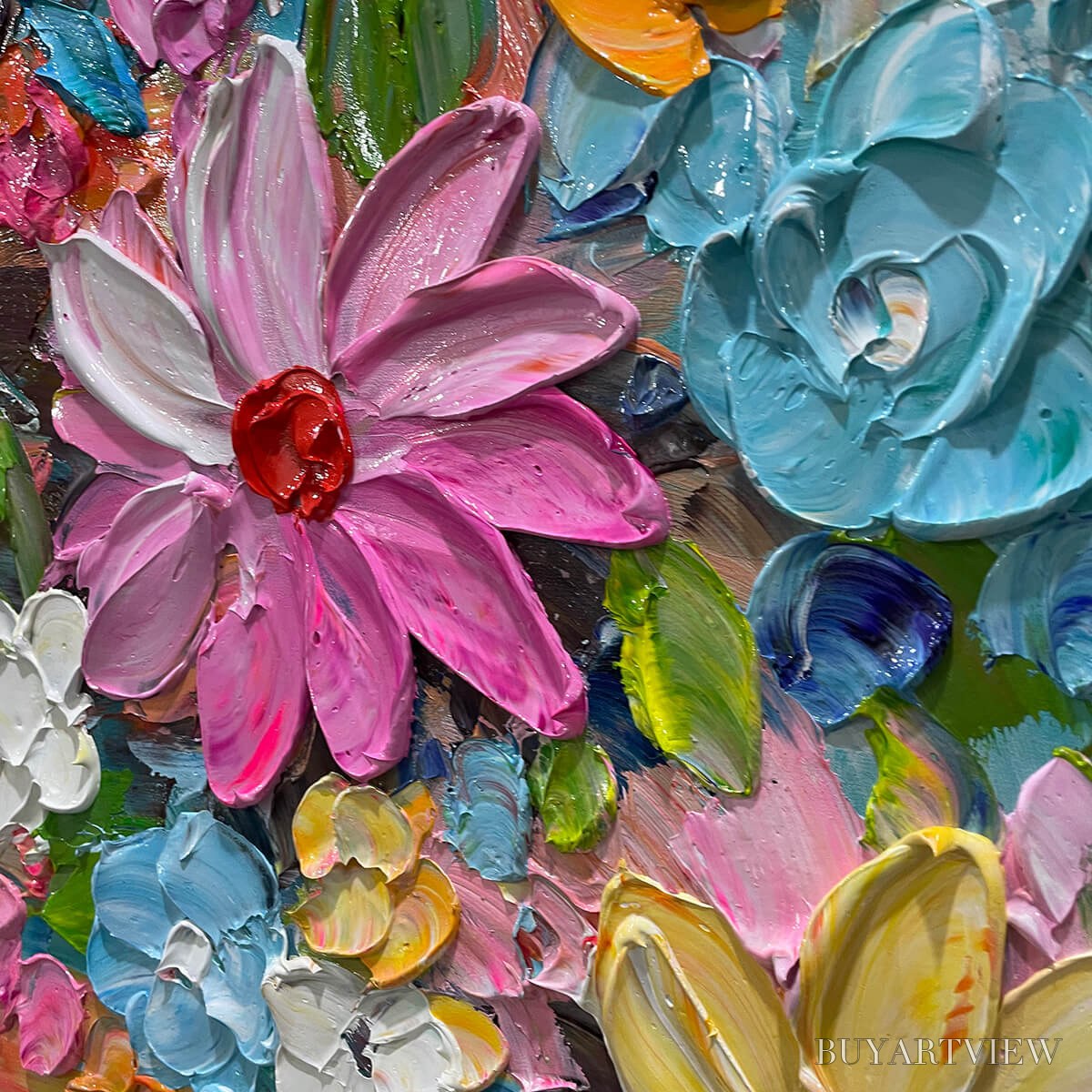 ARTOVITAS Blooming Rhapsody – Colorful Floral Impasto Oil Painting - image 5