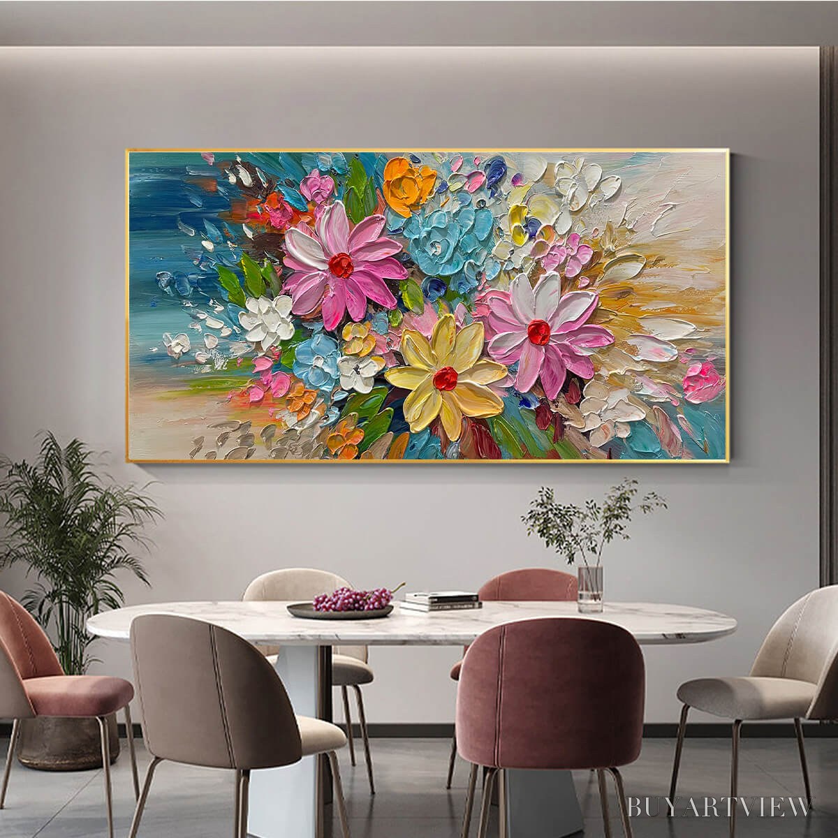 ARTOVITAS Blooming Rhapsody – Colorful Floral Impasto Oil Painting - image 6