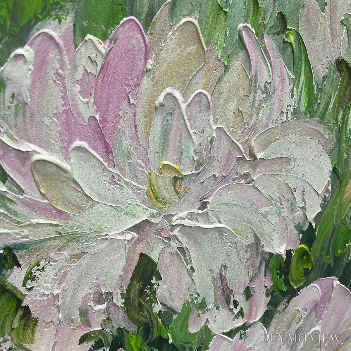 ARTOVITAS Blushing Peonies – Floral Painting in Soft Pink and White - image 3