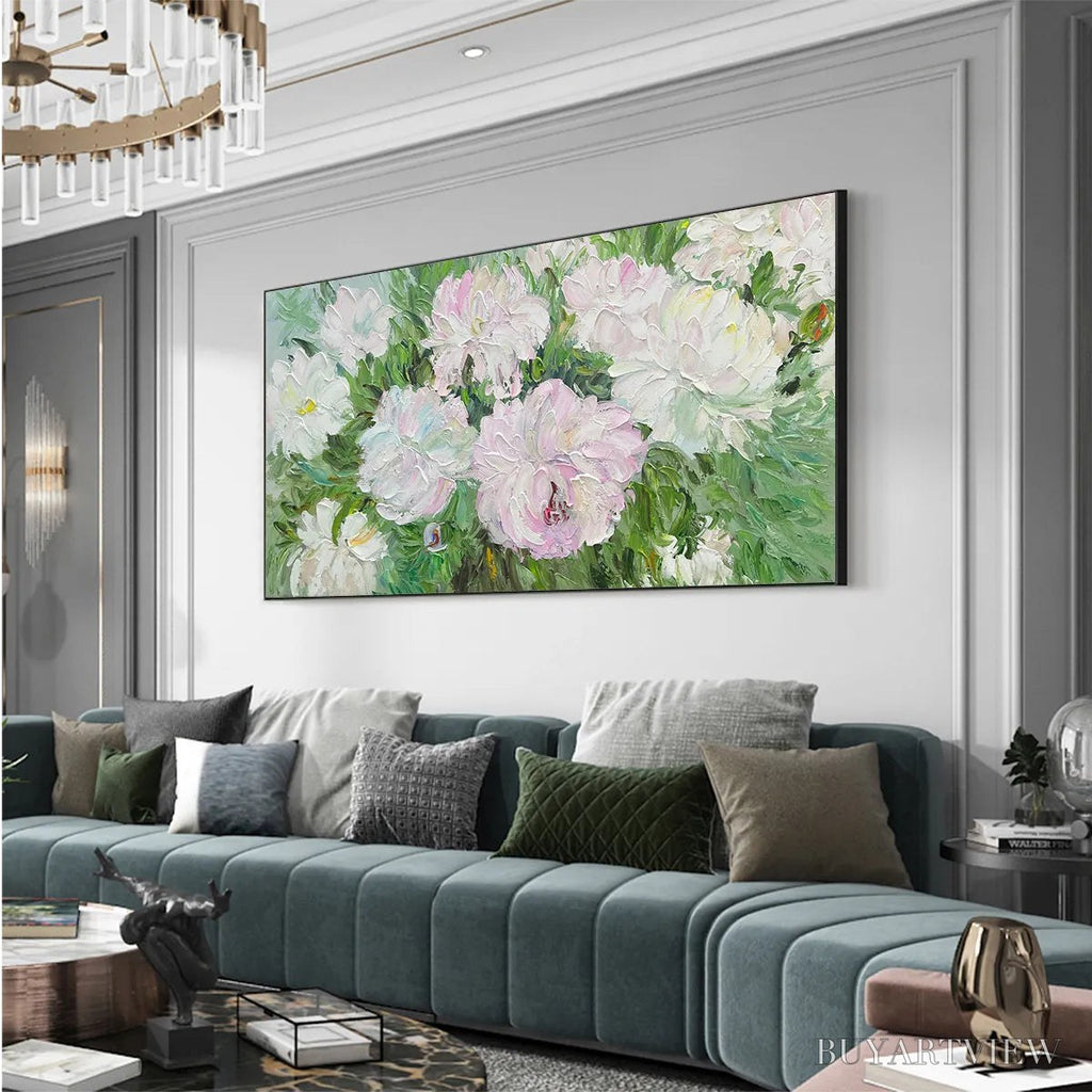 ARTOVITAS Blushing Peonies – Floral Painting in Soft Pink and White - image 4