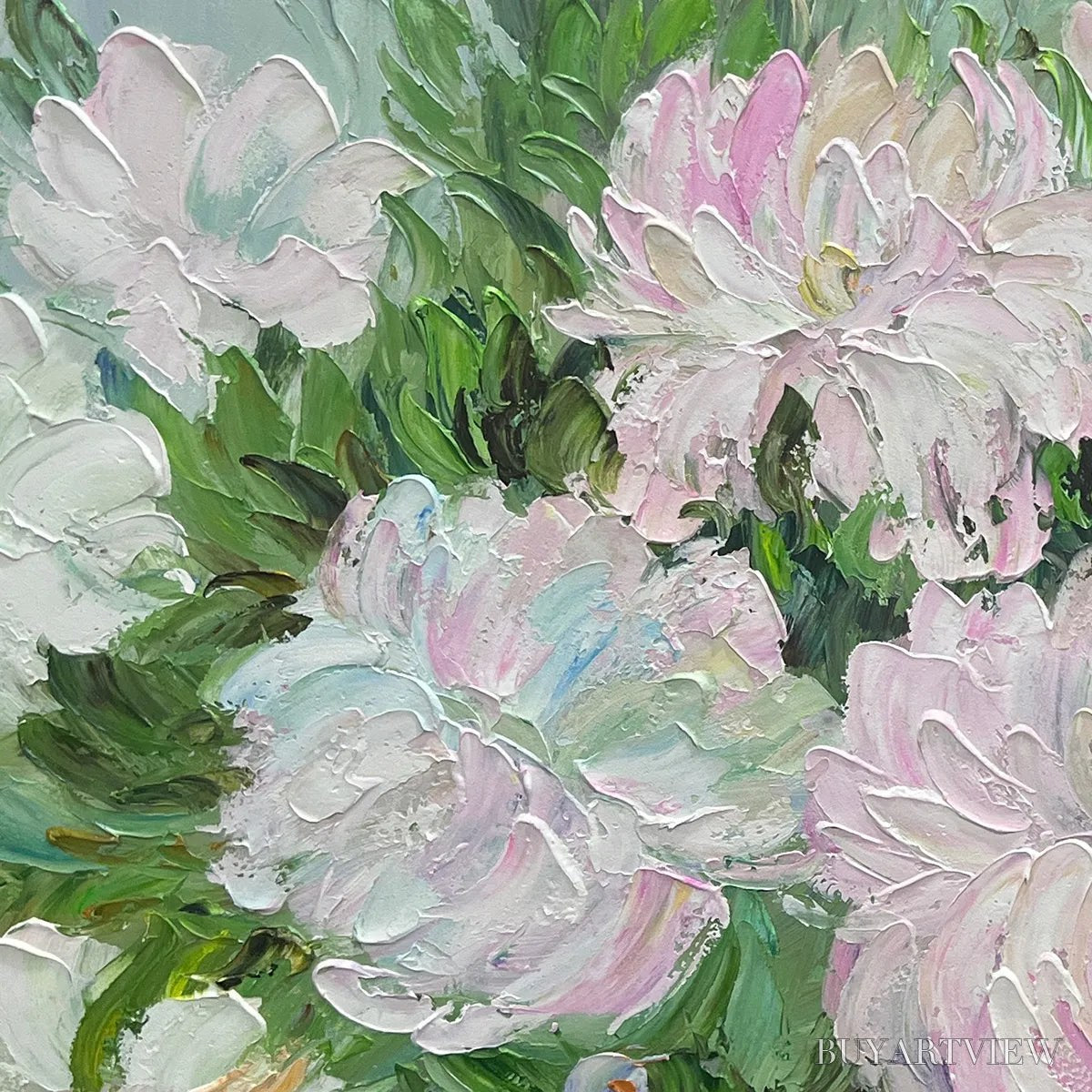 ARTOVITAS Blushing Peonies – Floral Painting in Soft Pink and White - image 5