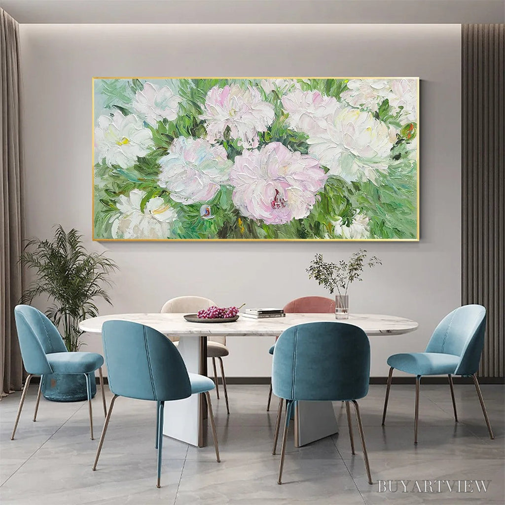 ARTOVITAS Blushing Peonies – Floral Painting in Soft Pink and White - image 6