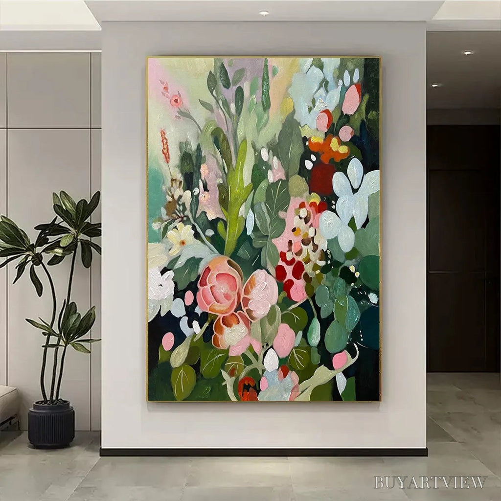 ARTOVITAS Secret Garden – Vertical Floral Painting in Vibrant Colors - image 2