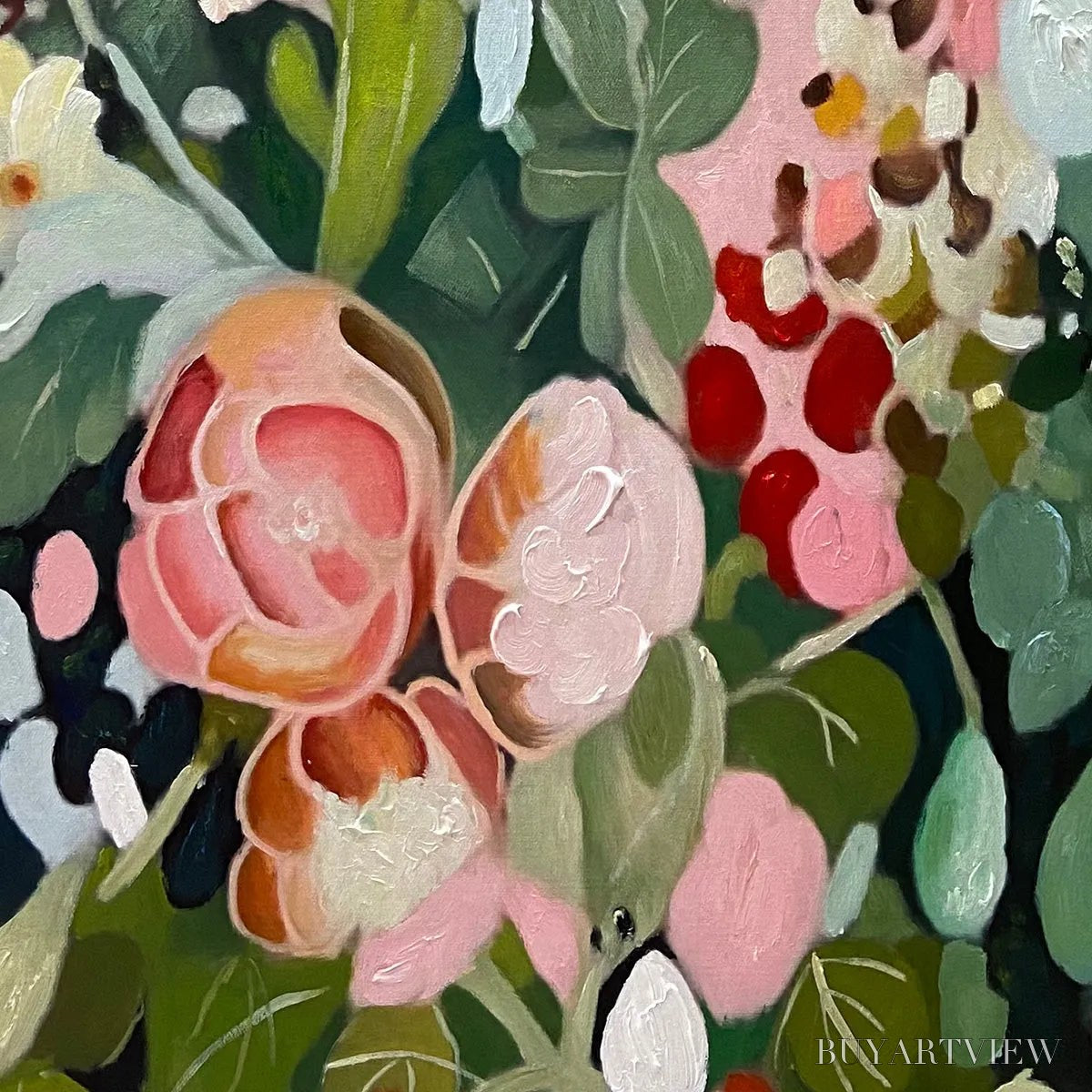 ARTOVITAS Secret Garden – Vertical Floral Painting in Vibrant Colors - image 3