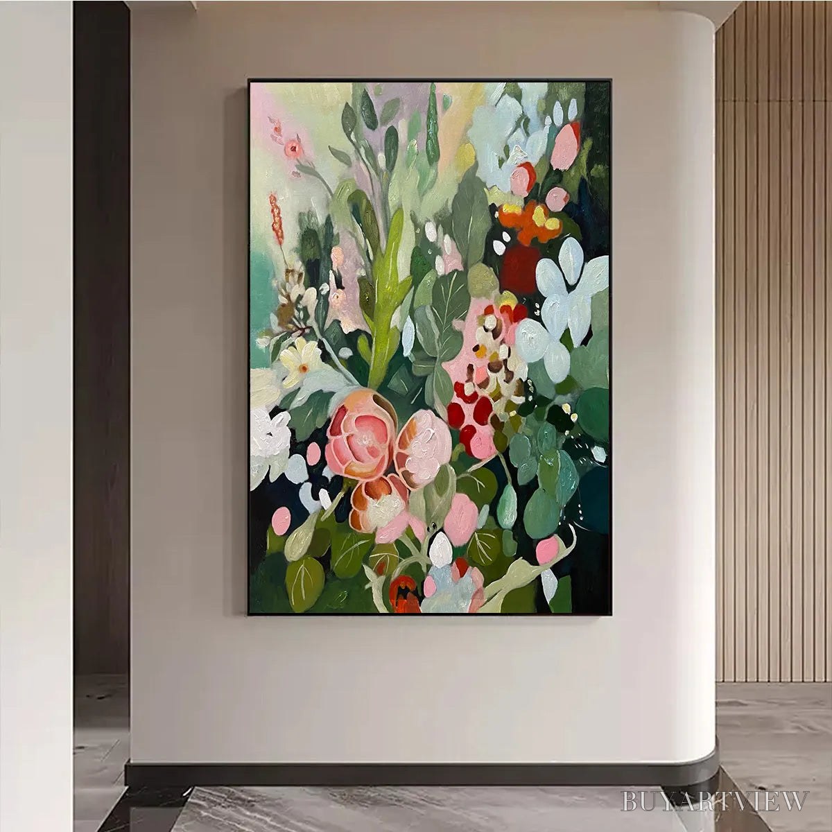 ARTOVITAS Secret Garden – Vertical Floral Painting in Vibrant Colors - image 6