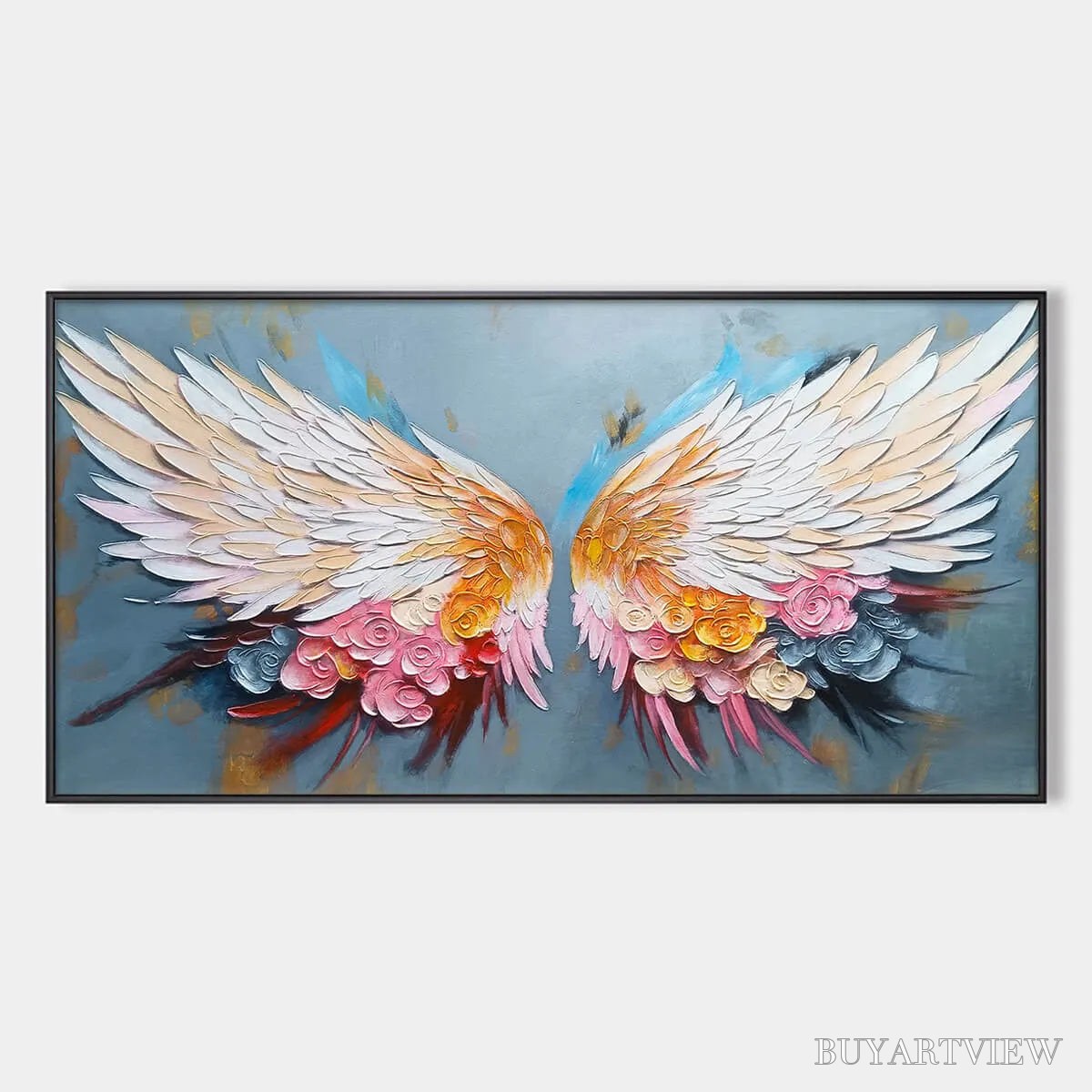 ARTOVITAS Floral Flight – Textured Floral Wings Oil Painting on Canvas - image 1