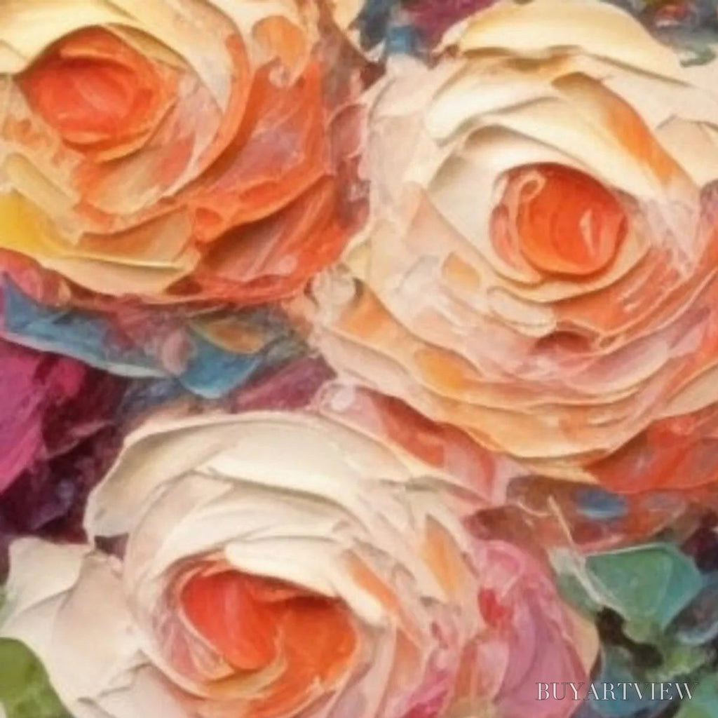 ARTOVITAS Blooming Bouquet Rhapsody – Colorful Impasto Floral Rose Painting for Wall Decor - image 4