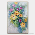 ARTOVITAS Golden Hour Roses – Vertical Textured Floral Oil Painting on Canvas - image 1