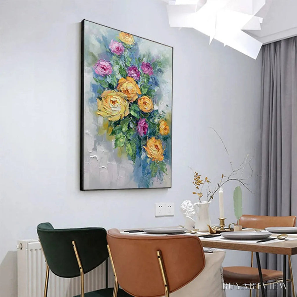 ARTOVITAS Golden Hour Roses – Vertical Textured Floral Oil Painting on Canvas - image 5