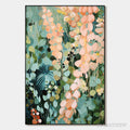 ARTOVITAS Secret Garden – Vertical Abstract Floral Painting, Textured Green and Pink Garden, Living Room, Bedroom,… - image 1
