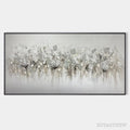 ARTOVITAS Silver Mist – Minimalist Floral Oil Painting in Silver and Grey - image 1