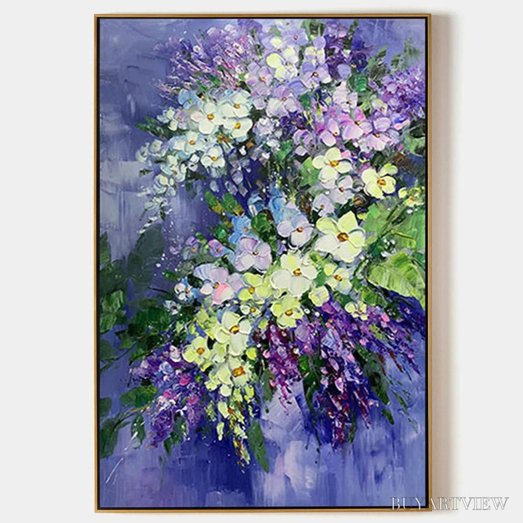 ARTOVITAS Serenity in Purple – Vertical Impasto Floral Oil Painting - image 1