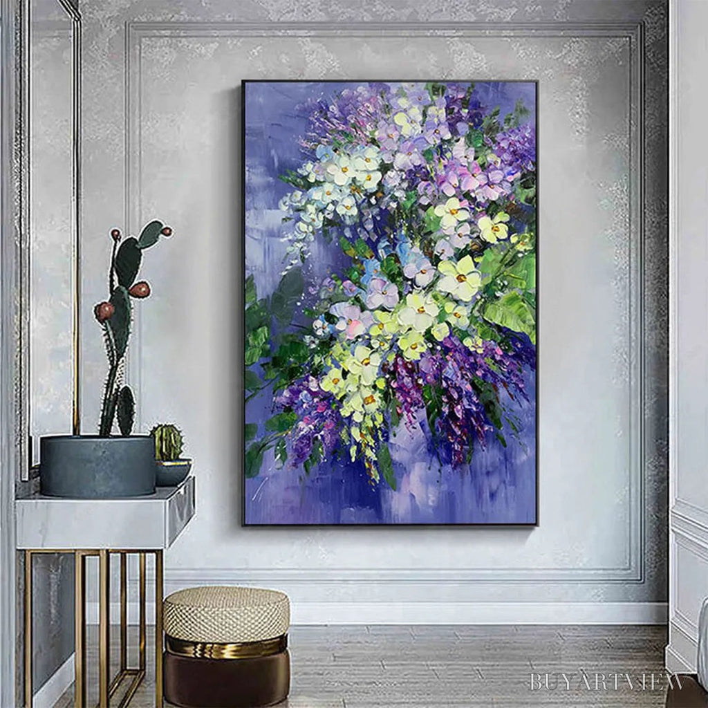 ARTOVITAS Serenity in Purple – Vertical Impasto Floral Oil Painting - image 6