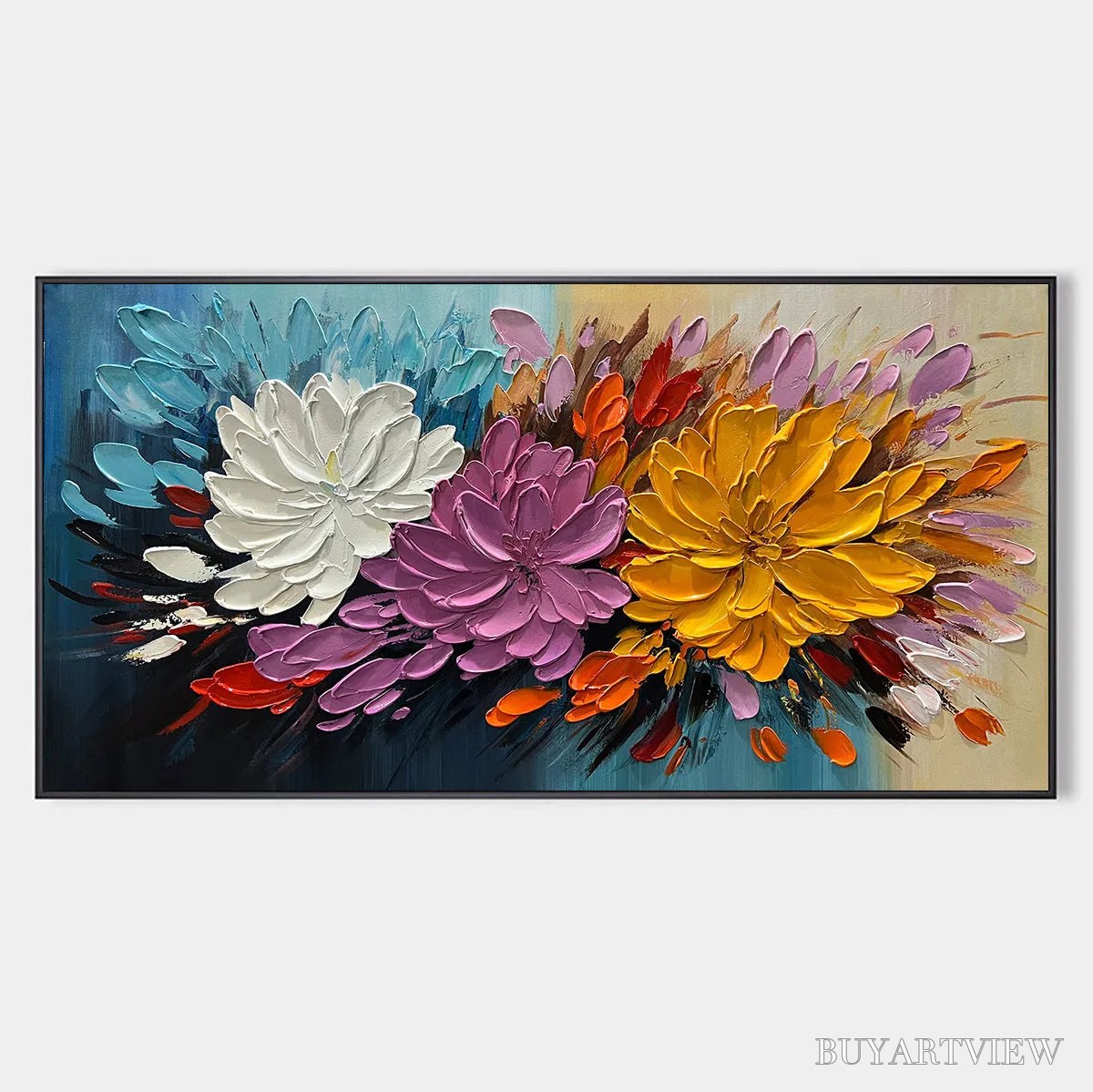 ARTOVITAS Autumn Bouquet – Textured Floral Painting, Impasto Flowers, Colorful, Living Room, Dining Room - image 1