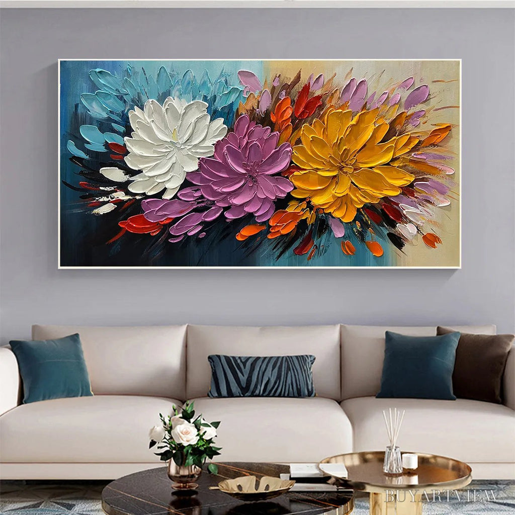 ARTOVITAS Autumn Bouquet – Textured Floral Painting, Impasto Flowers, Colorful, Living Room, Dining Room - image 2