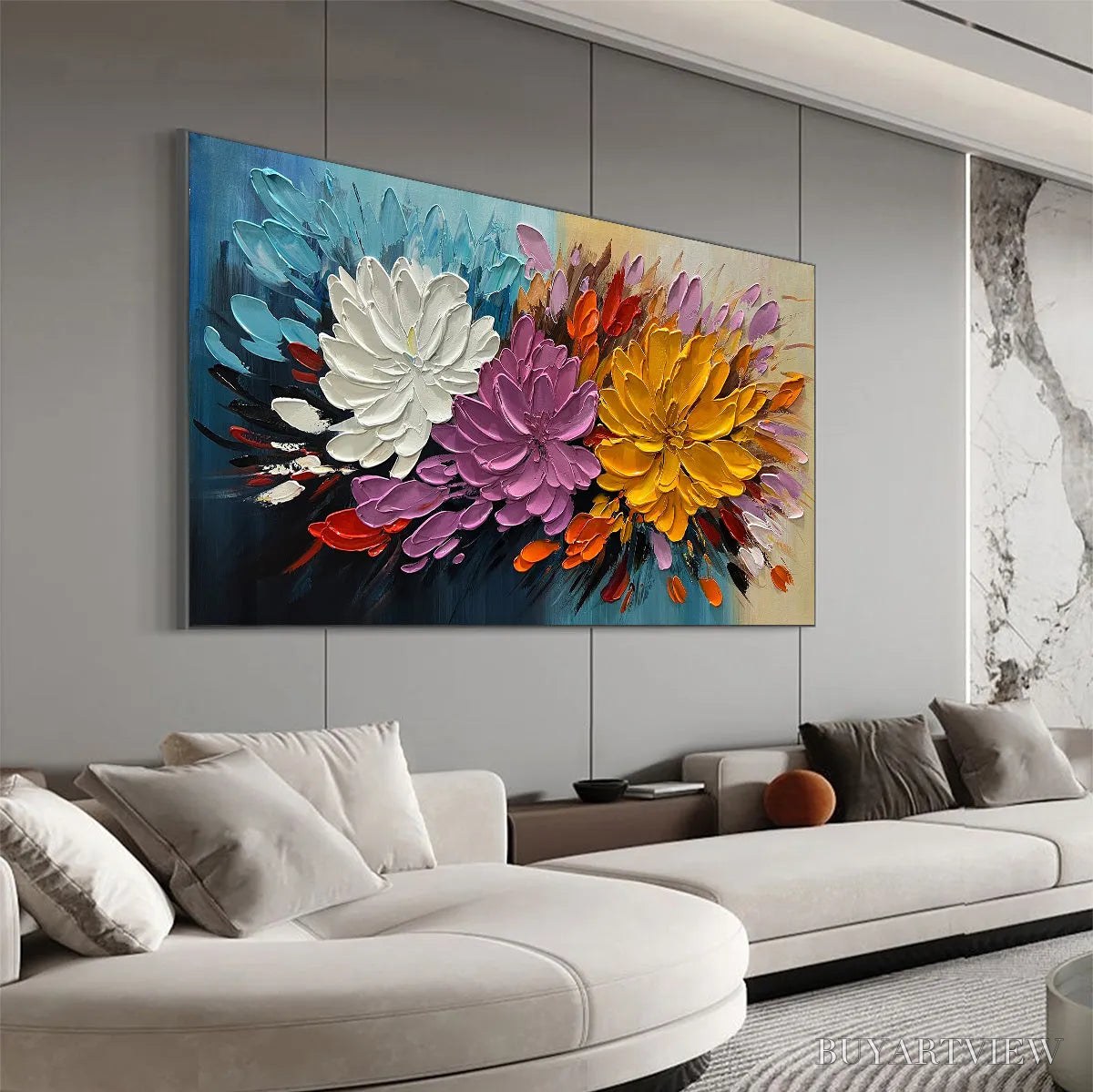 ARTOVITAS Autumn Bouquet – Textured Floral Painting, Impasto Flowers, Colorful, Living Room, Dining Room - image 4