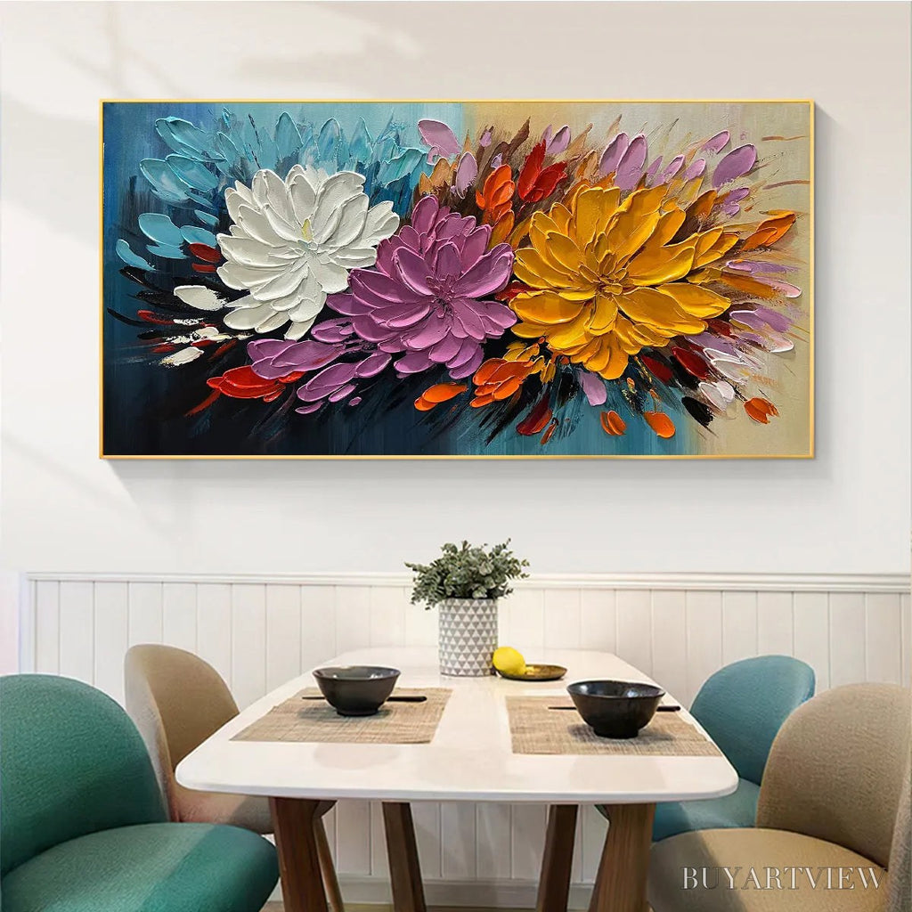 ARTOVITAS Autumn Bouquet – Textured Floral Painting, Impasto Flowers, Colorful, Living Room, Dining Room - image 6