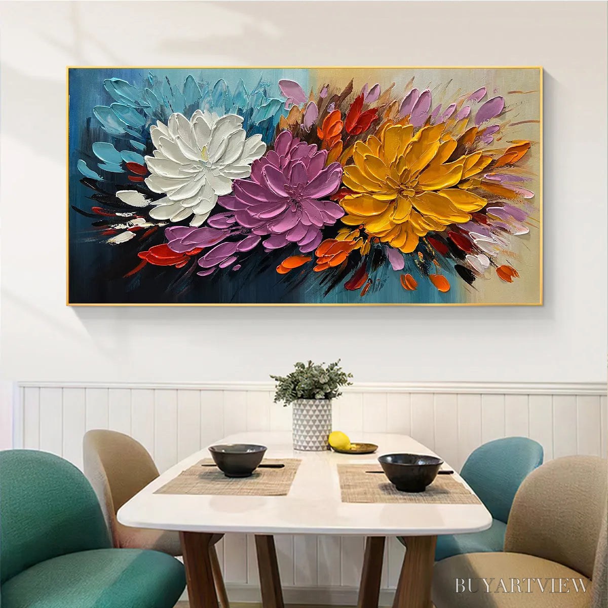 ARTOVITAS Autumn Bouquet – Textured Floral Painting, Impasto Flowers, Colorful, Living Room, Dining Room - image 6